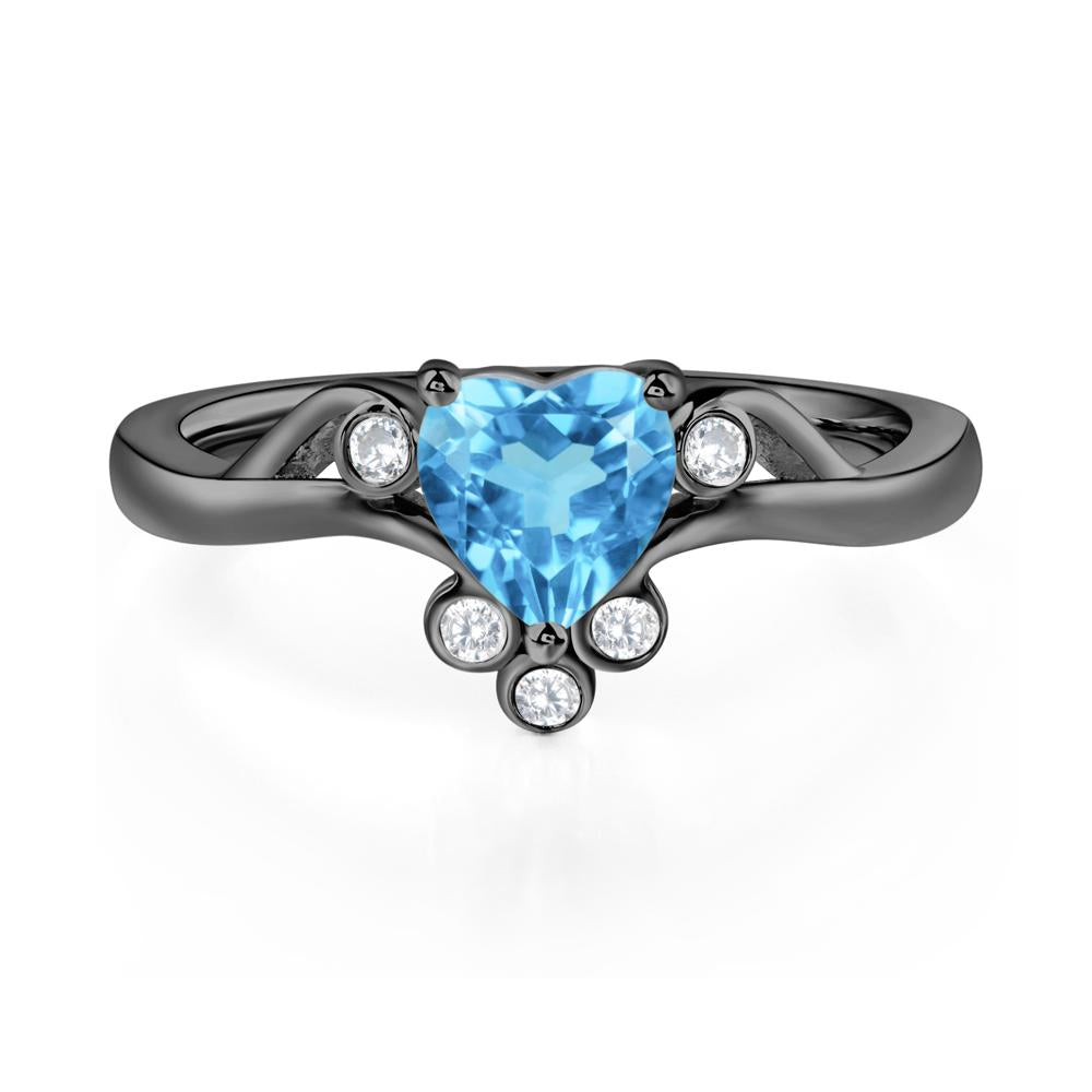 Swiss Blue Topaz Scroll Engagement Ring - LUO Jewelry #metal_black finish sterling silver