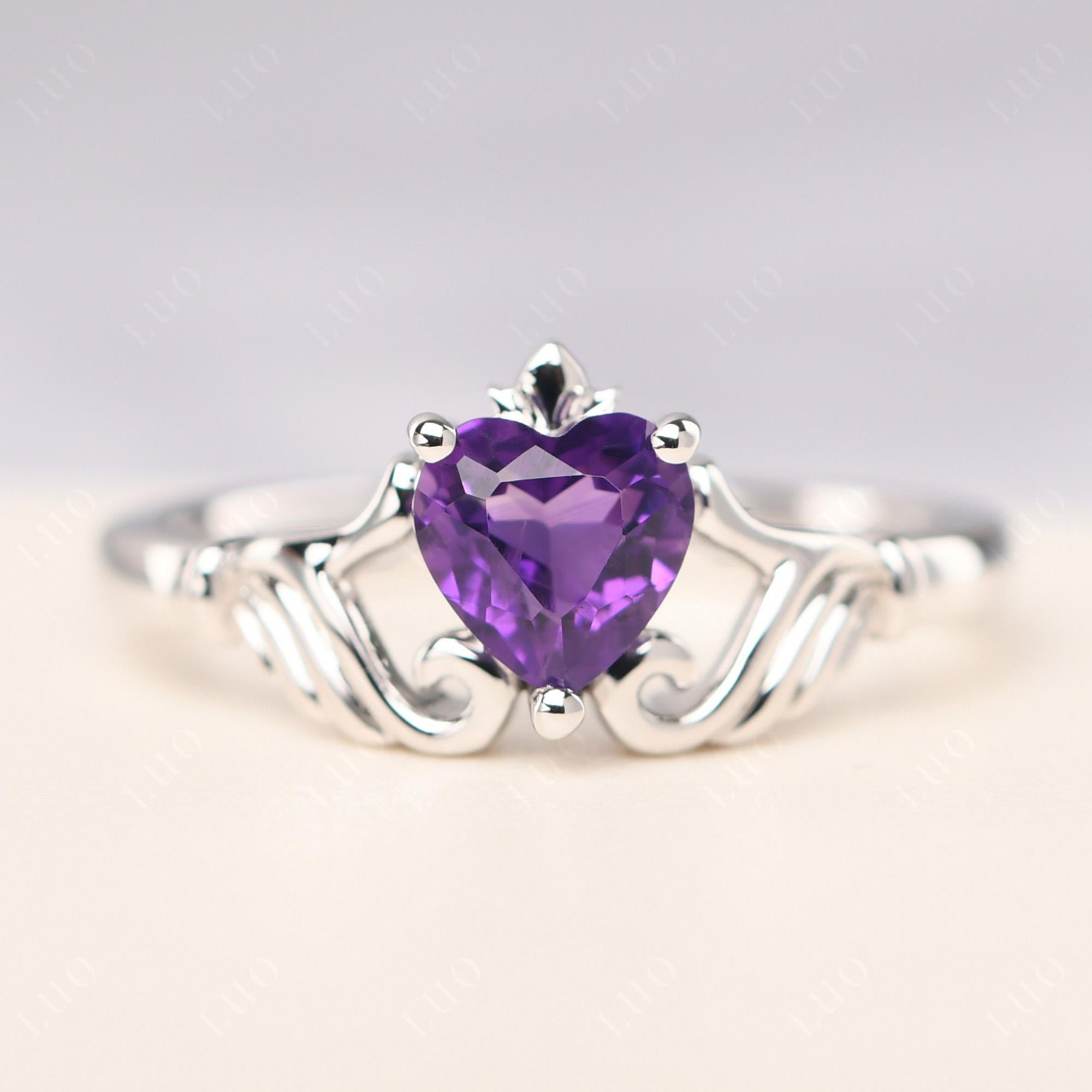 Amethyst Claddagh Ring - LUO Jewelry