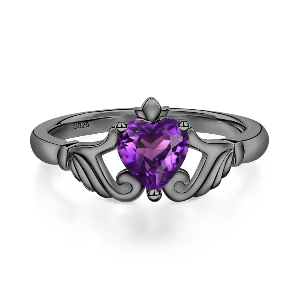 Amethyst Claddagh Ring - LUO Jewelry #metal_black finish sterling silver