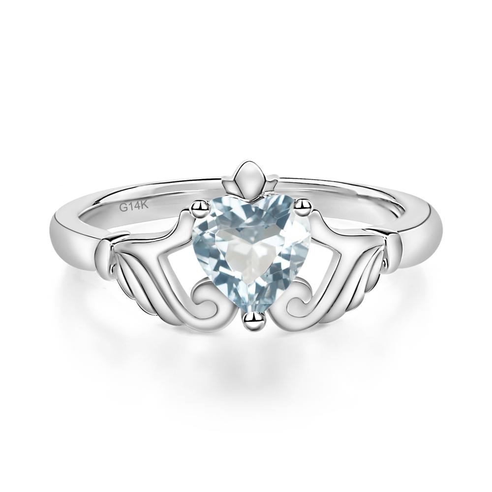 Aquamarine Claddagh Engagement Ring - LUO Jewelry #metal_14k white gold