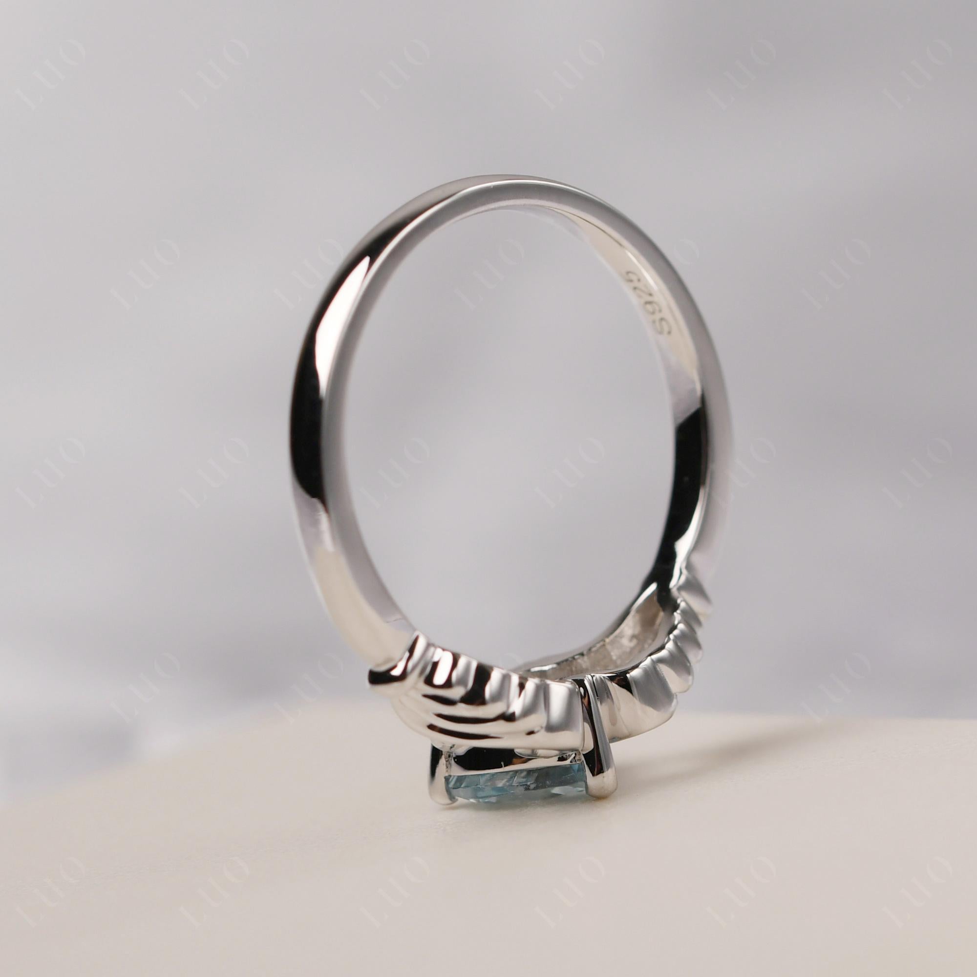 Aquamarine Claddagh Engagement Ring - LUO Jewelry