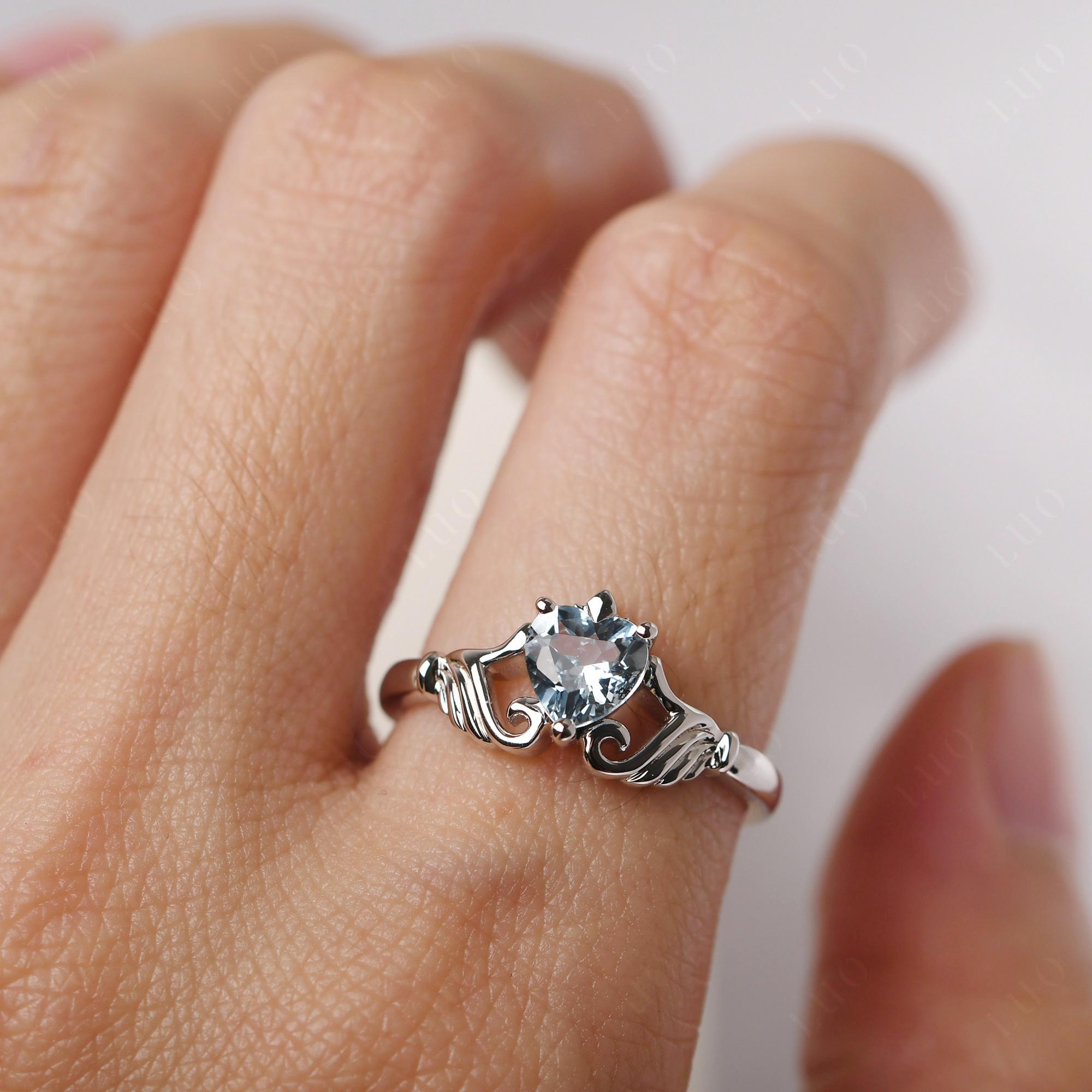 Aquamarine Claddagh Engagement Ring - LUO Jewelry