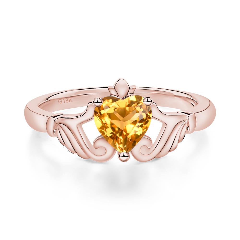 Heart Shaped Citrine Claddagh Ring - LUO Jewelry #metal_18k rose gold