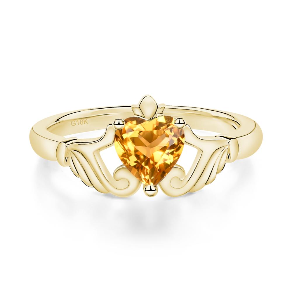 Heart Shaped Citrine Claddagh Ring - LUO Jewelry #metal_18k yellow gold
