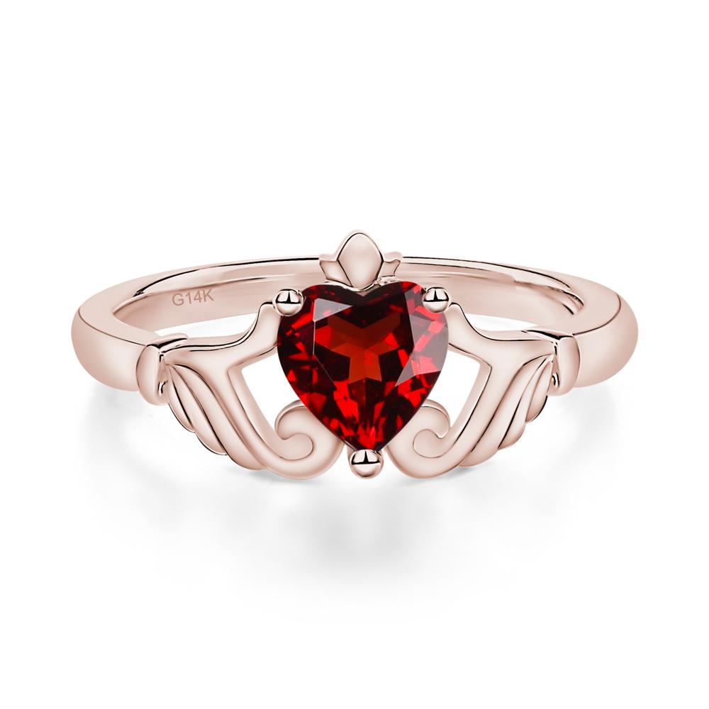 Garnet Claddagh Engagement Ring - LUO Jewelry #metal_14k rose gold