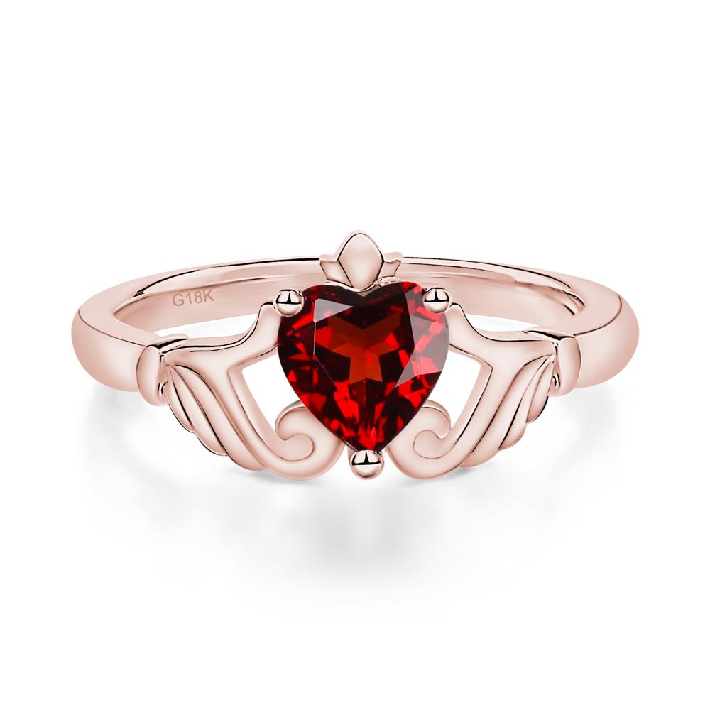 Garnet Claddagh Engagement Ring - LUO Jewelry #metal_18k rose gold
