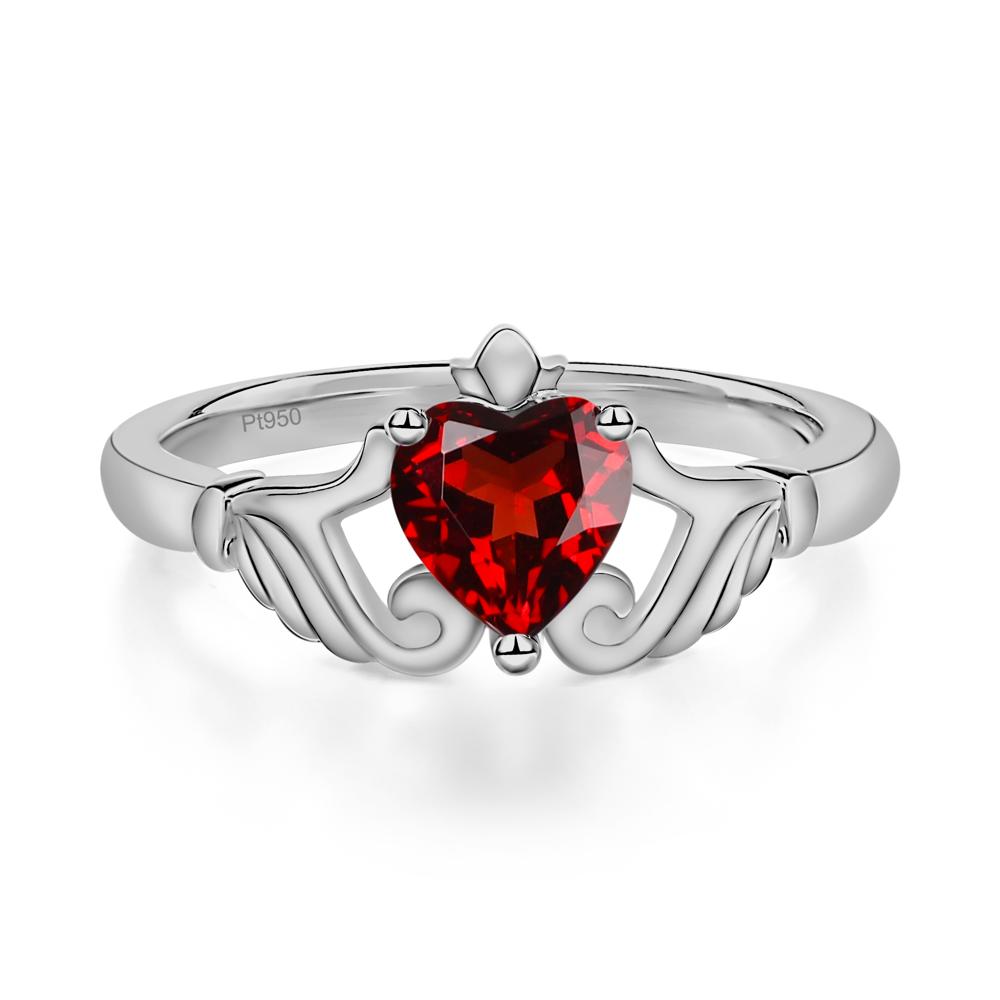 Garnet Claddagh Engagement Ring - LUO Jewelry #metal_platinum