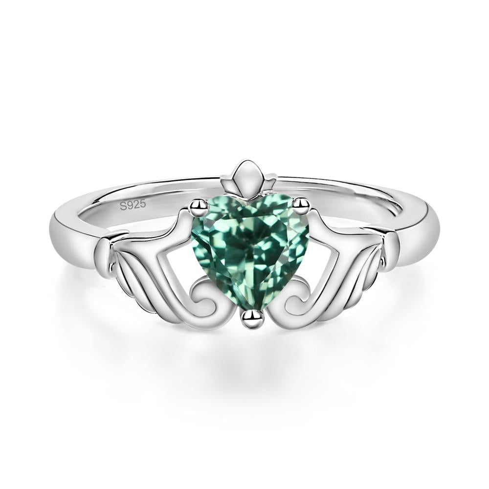 Green Sapphire Women's Claddagh Ring - LUO Jewelry #metal_sterling silver