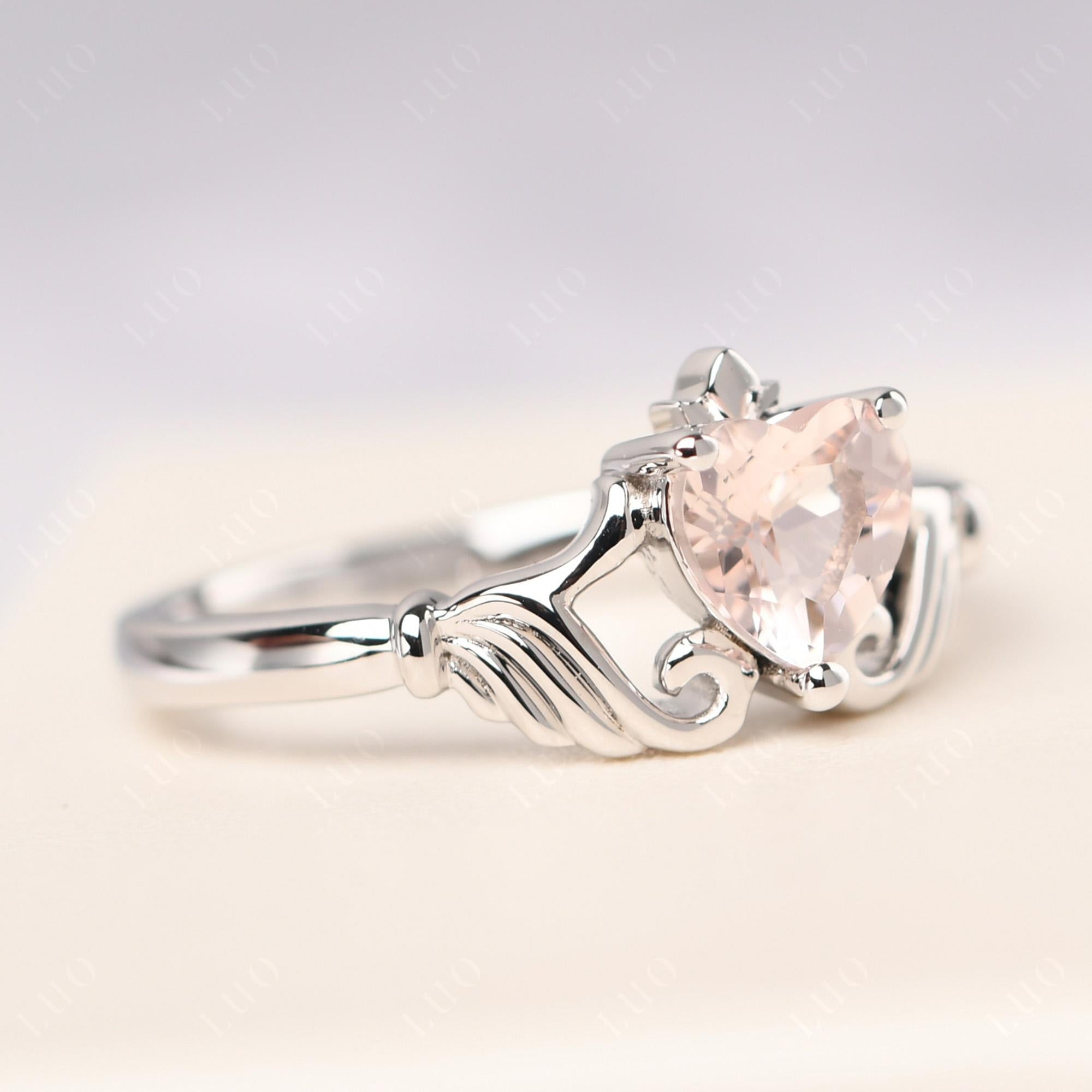Morganite Claddagh Engagement Ring - LUO Jewelry