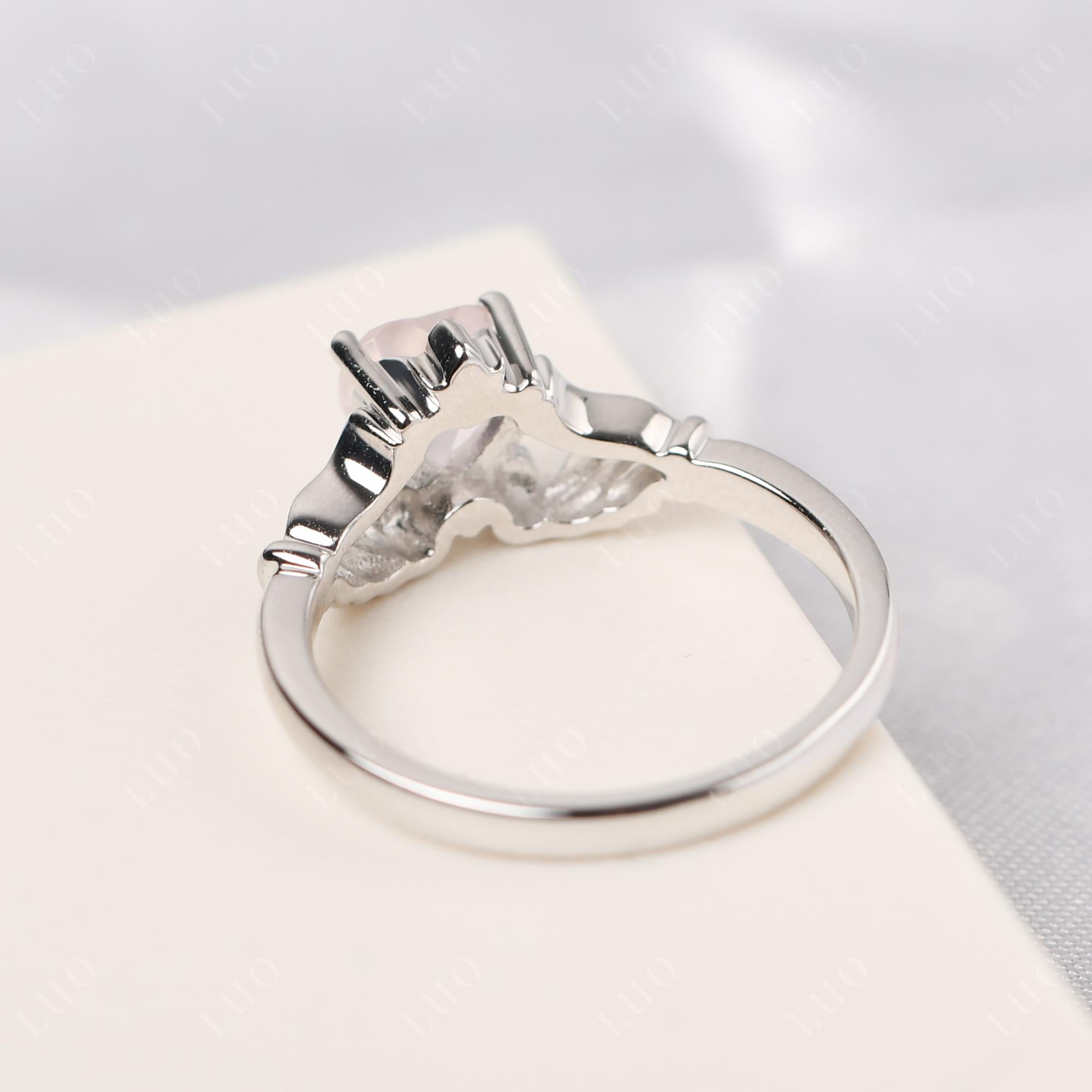 Heart Shaped Rose Quartz Claddagh Ring - LUO Jewelry