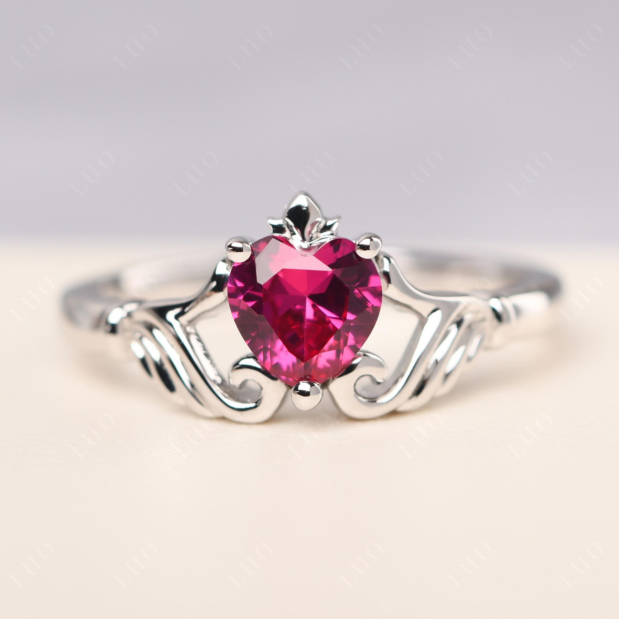 Ruby Claddagh Ring - LUO Jewelry