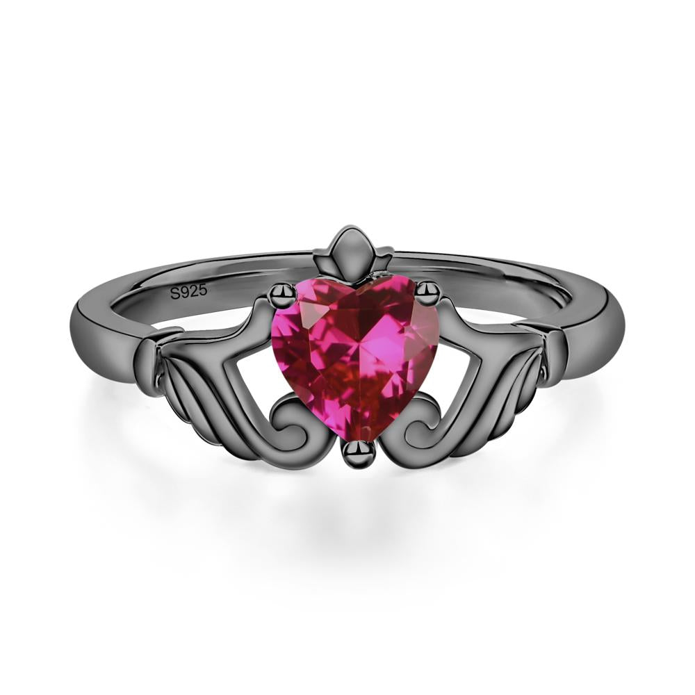 Ruby Claddagh Ring - LUO Jewelry #metal_black finish sterling silver