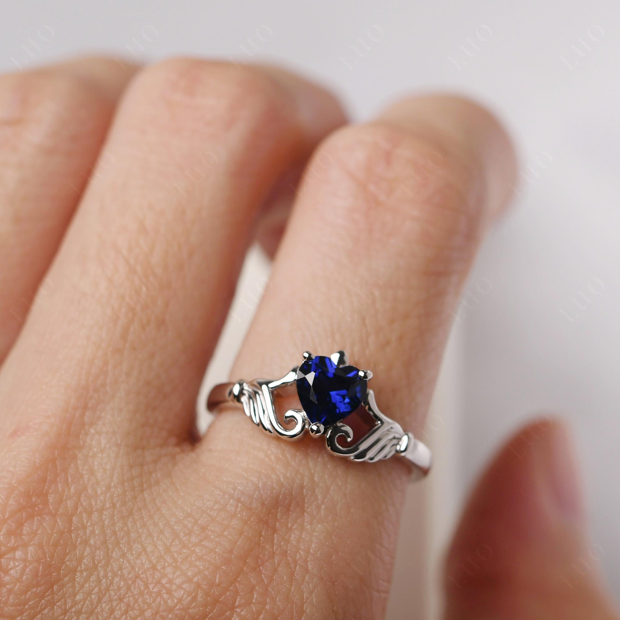 Sapphire Claddagh Engagement Ring - LUO Jewelry