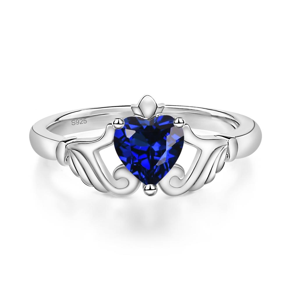 Sapphire Claddagh Engagement Ring - LUO Jewelry #metal_sterling silver