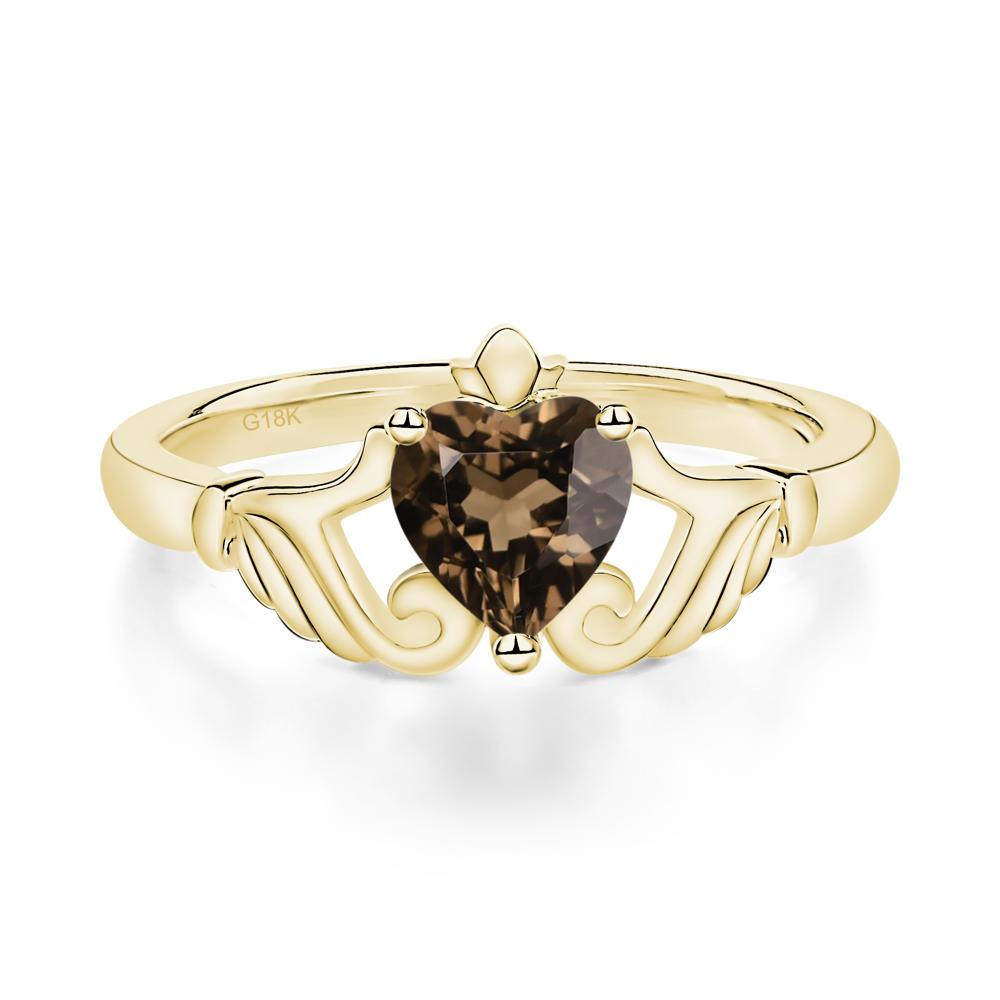 Smoky Quartz Women's Claddagh Ring - LUO Jewelry #metal_18k yellow gold