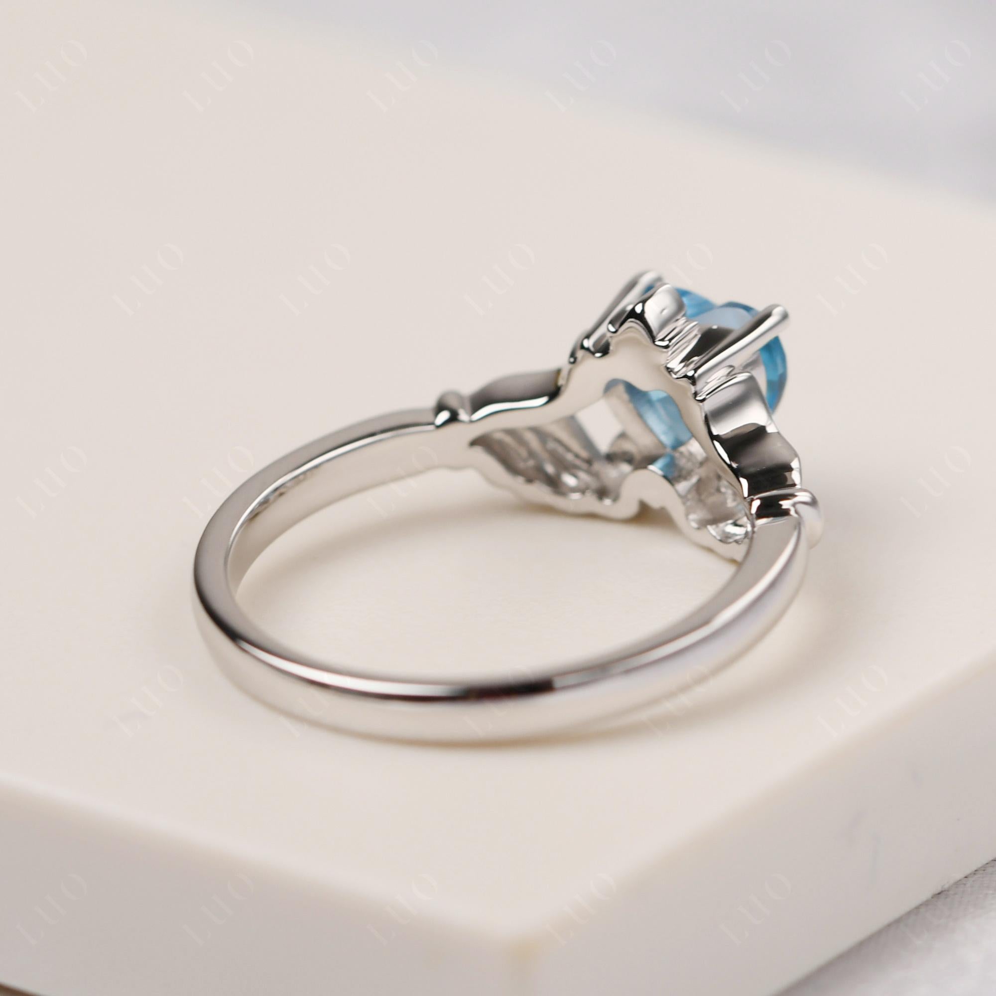 Heart Shaped Swiss Blue Topaz Claddagh Ring - LUO Jewelry