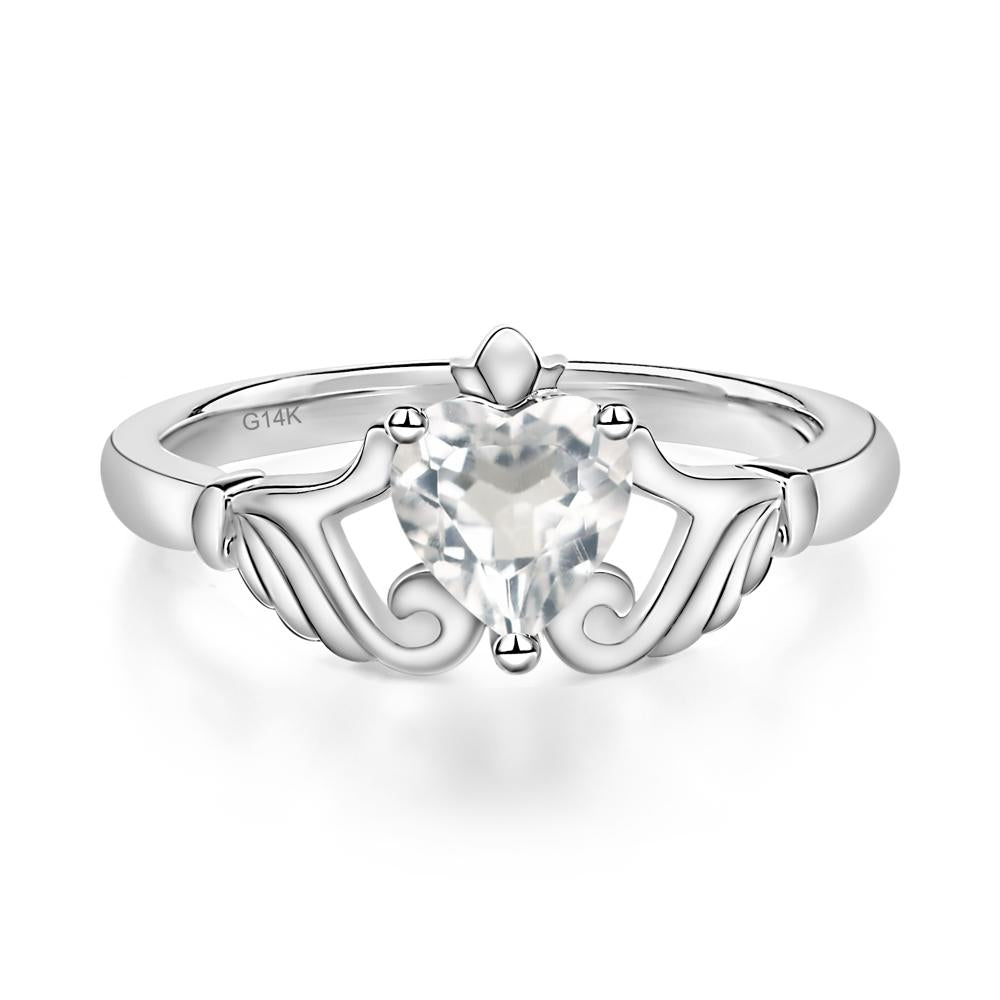White Topaz Claddagh Ring - LUO Jewelry #metal_14k white gold