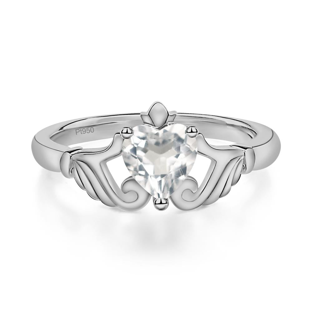 White Topaz Claddagh Ring - LUO Jewelry #metal_platinum
