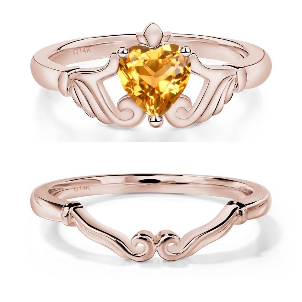 Heart Shaped Citrine Claddagh Ring - LUO Jewelry #metal_xxxxx