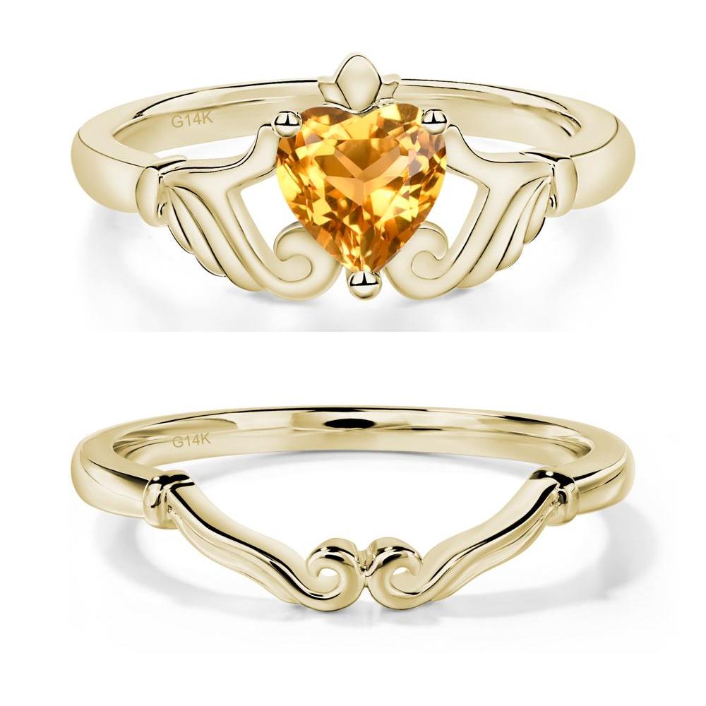 Heart Shaped Citrine Claddagh Ring - LUO Jewelry #metal_xxxxx