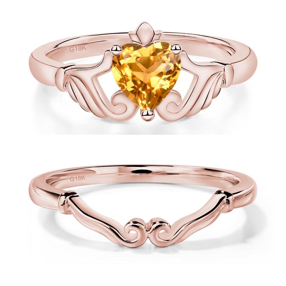 Heart Shaped Citrine Claddagh Ring - LUO Jewelry #metal_xxxxx