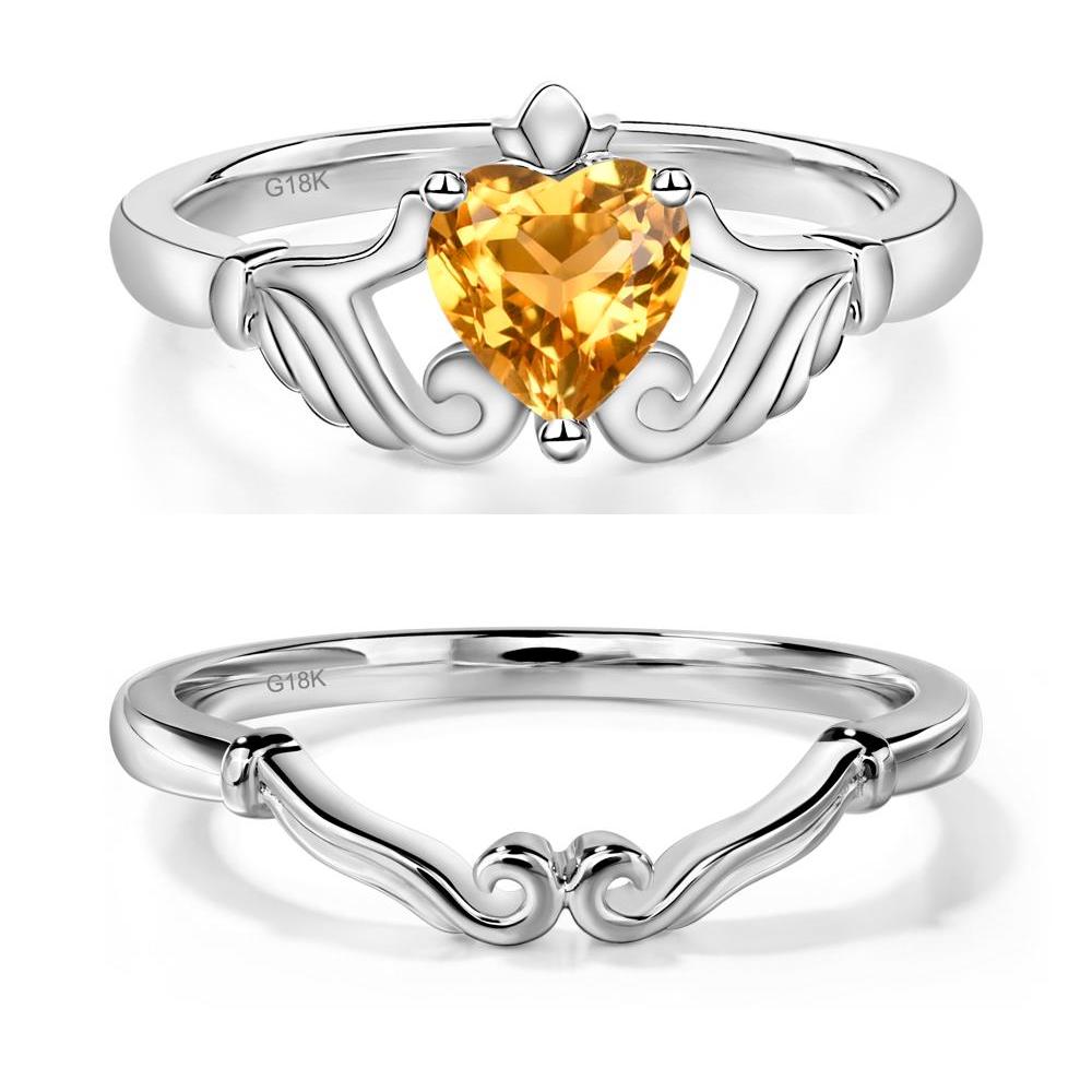 Heart Shaped Citrine Claddagh Ring - LUO Jewelry #metal_xxxxx
