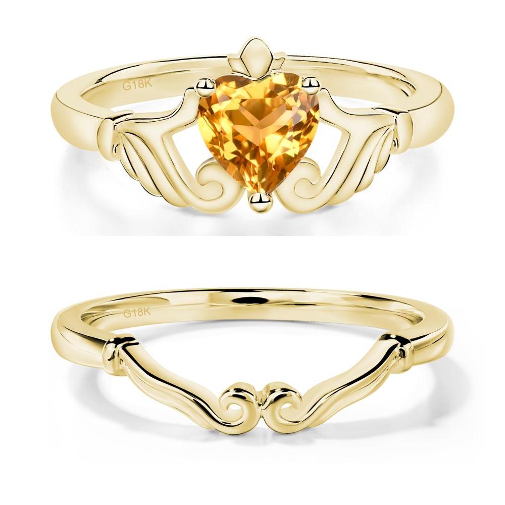 Heart Shaped Citrine Claddagh Ring - LUO Jewelry #metal_xxxxx