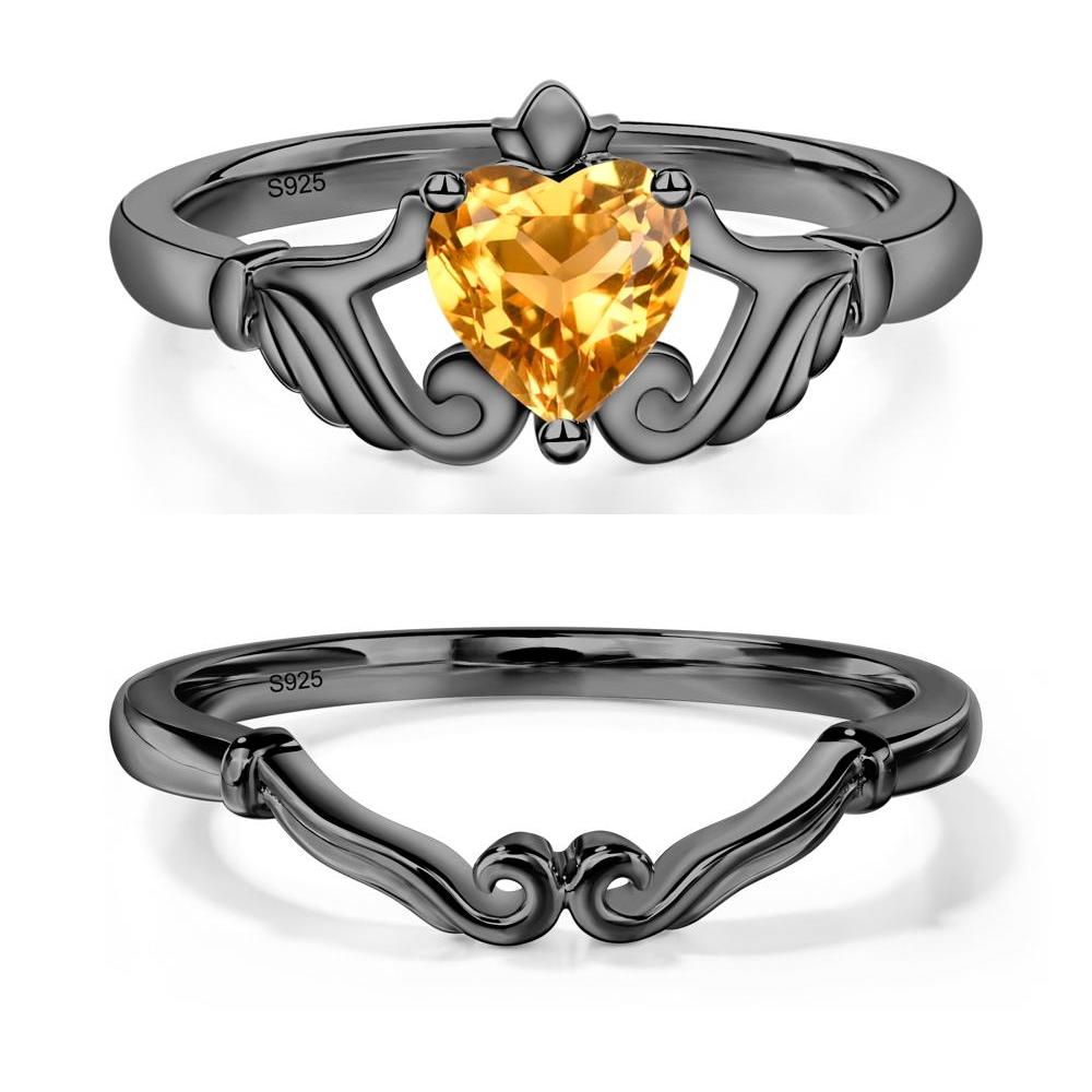 Heart Shaped Citrine Claddagh Ring - LUO Jewelry #metal_xxxxx