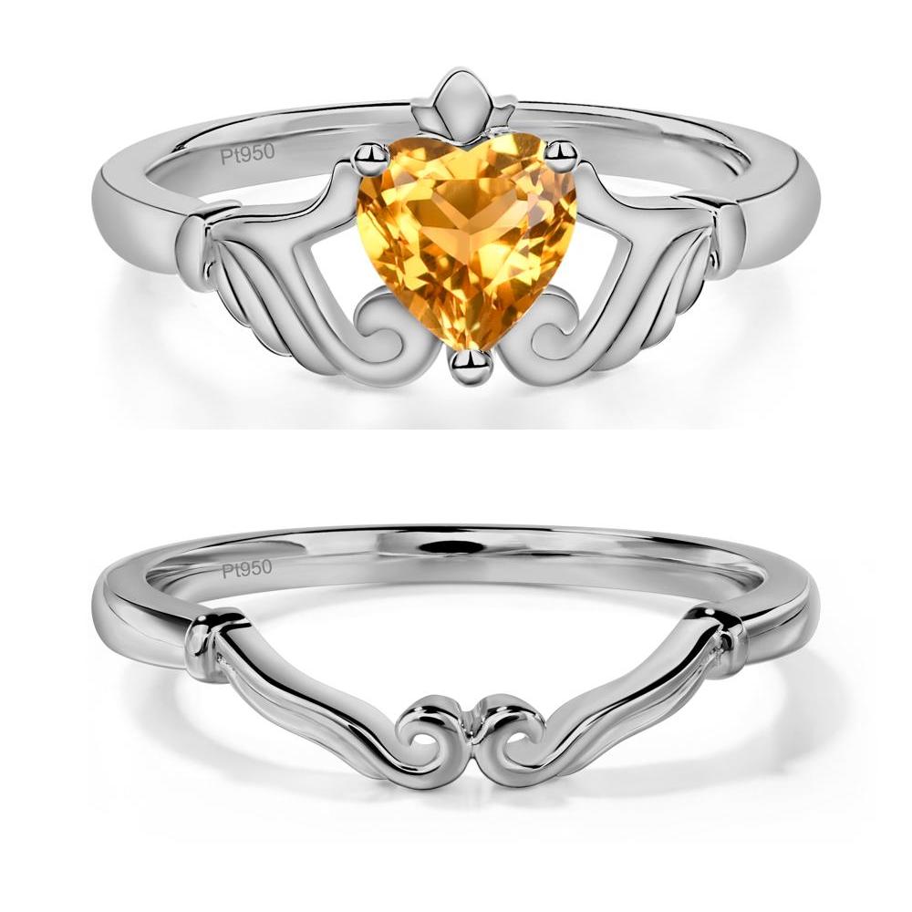 Heart Shaped Citrine Claddagh Ring - LUO Jewelry #metal_xxxxx