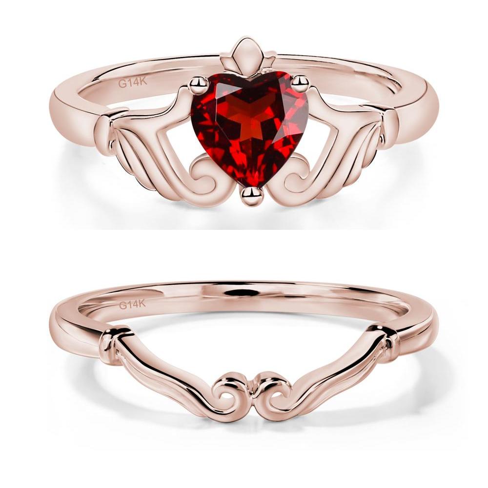 Garnet Claddagh Engagement Ring - LUO Jewelry #metal_xxxxx