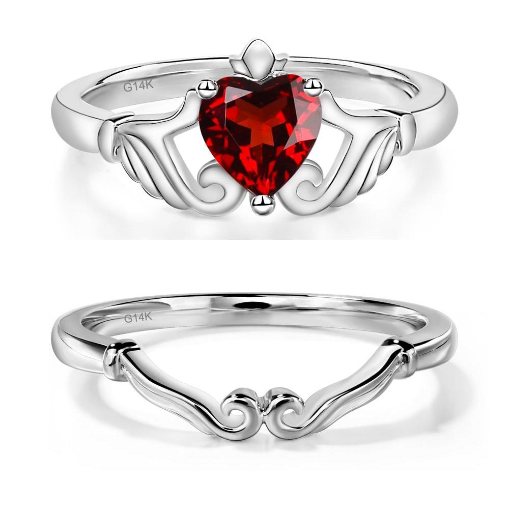 Garnet Claddagh Engagement Ring - LUO Jewelry #metal_xxxxx