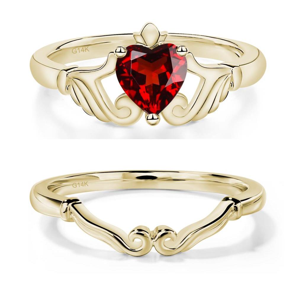 Garnet Claddagh Engagement Ring - LUO Jewelry #metal_xxxxx