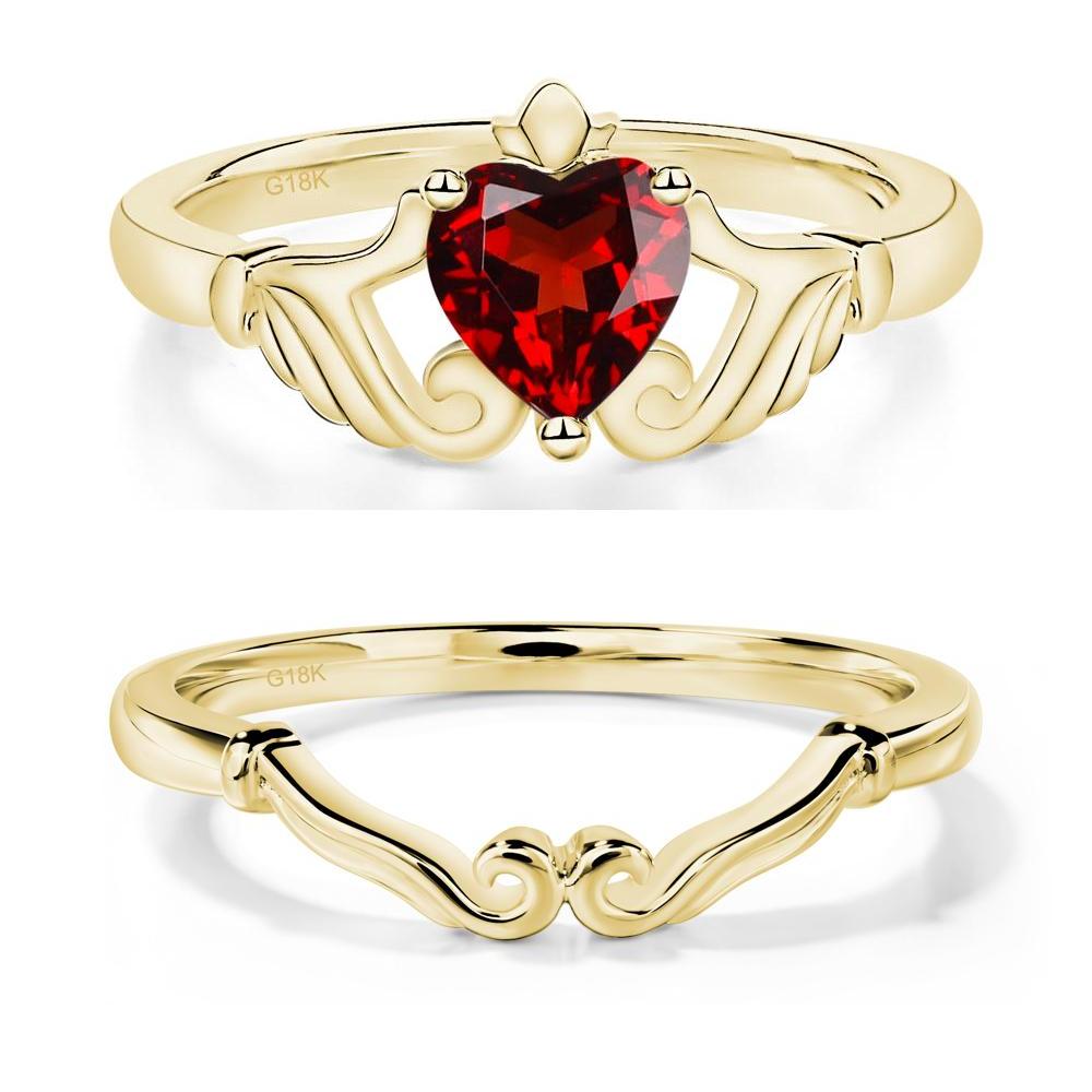 Garnet Claddagh Engagement Ring - LUO Jewelry #metal_xxxxx
