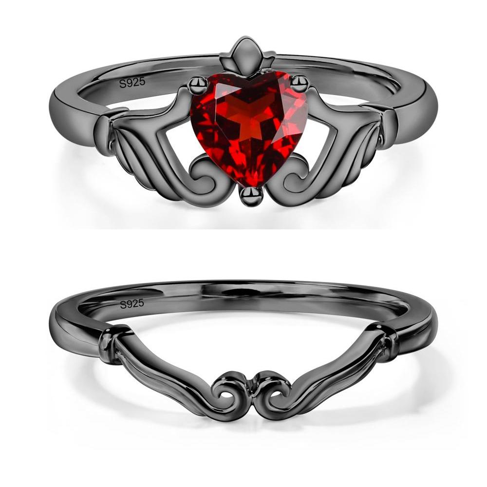 Garnet Claddagh Engagement Ring - LUO Jewelry #metal_xxxxx