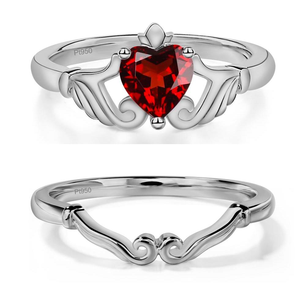 Garnet Claddagh Engagement Ring - LUO Jewelry #metal_xxxxx