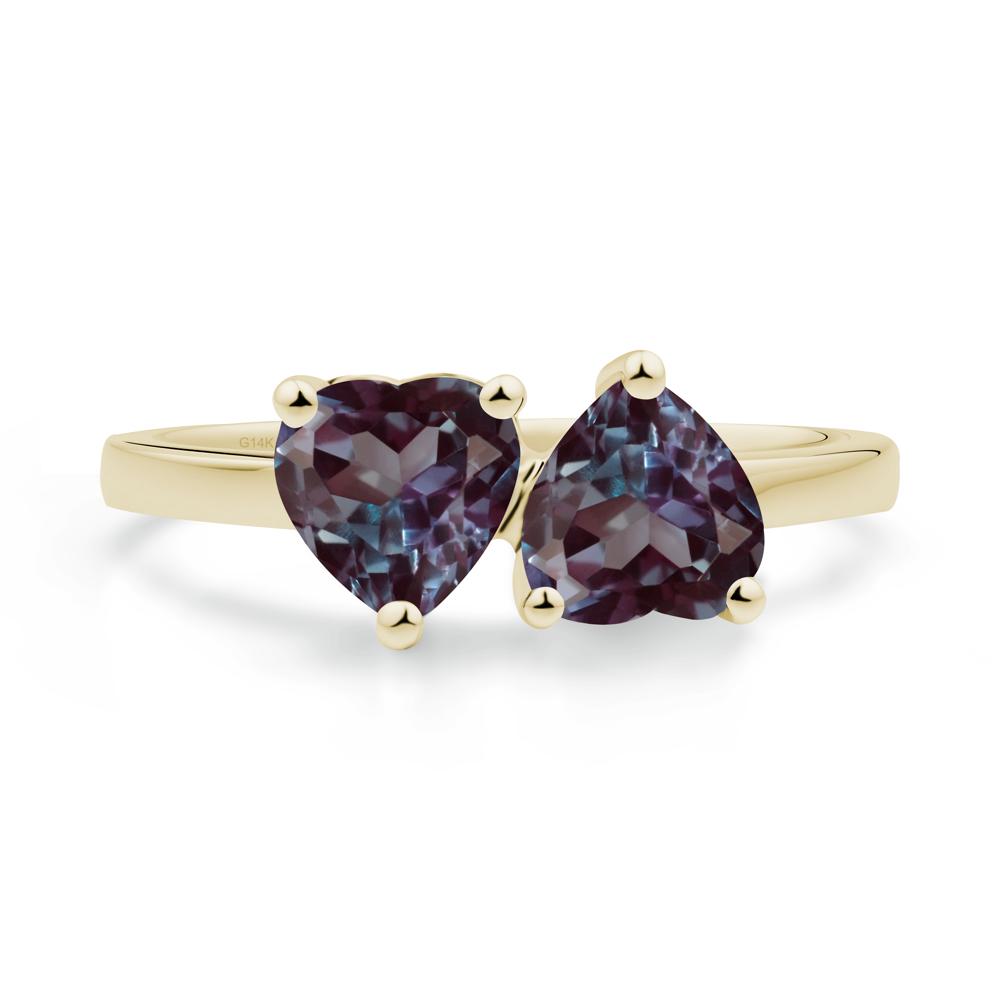 Heart Shape Alexandrite Toi Et Moi Ring - LUO Jewelry #metal_14k yellow gold