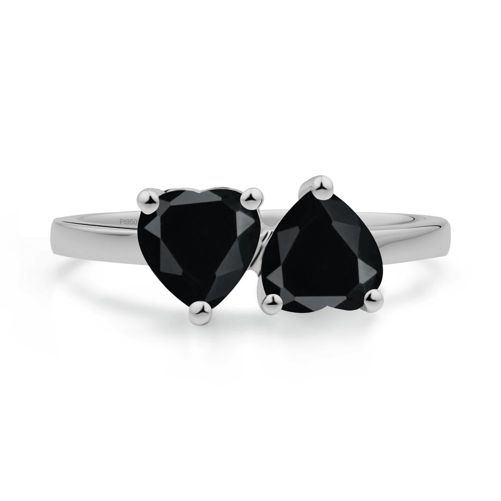 Heart Shape Black Spinel Toi Et Moi Ring - LUO Jewelry #metal_platinum