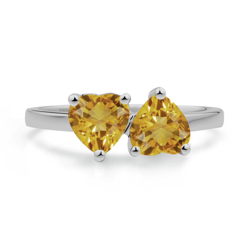 Heart Shape Citrine Toi Et Moi Ring - LUO Jewelry #metal_platinum