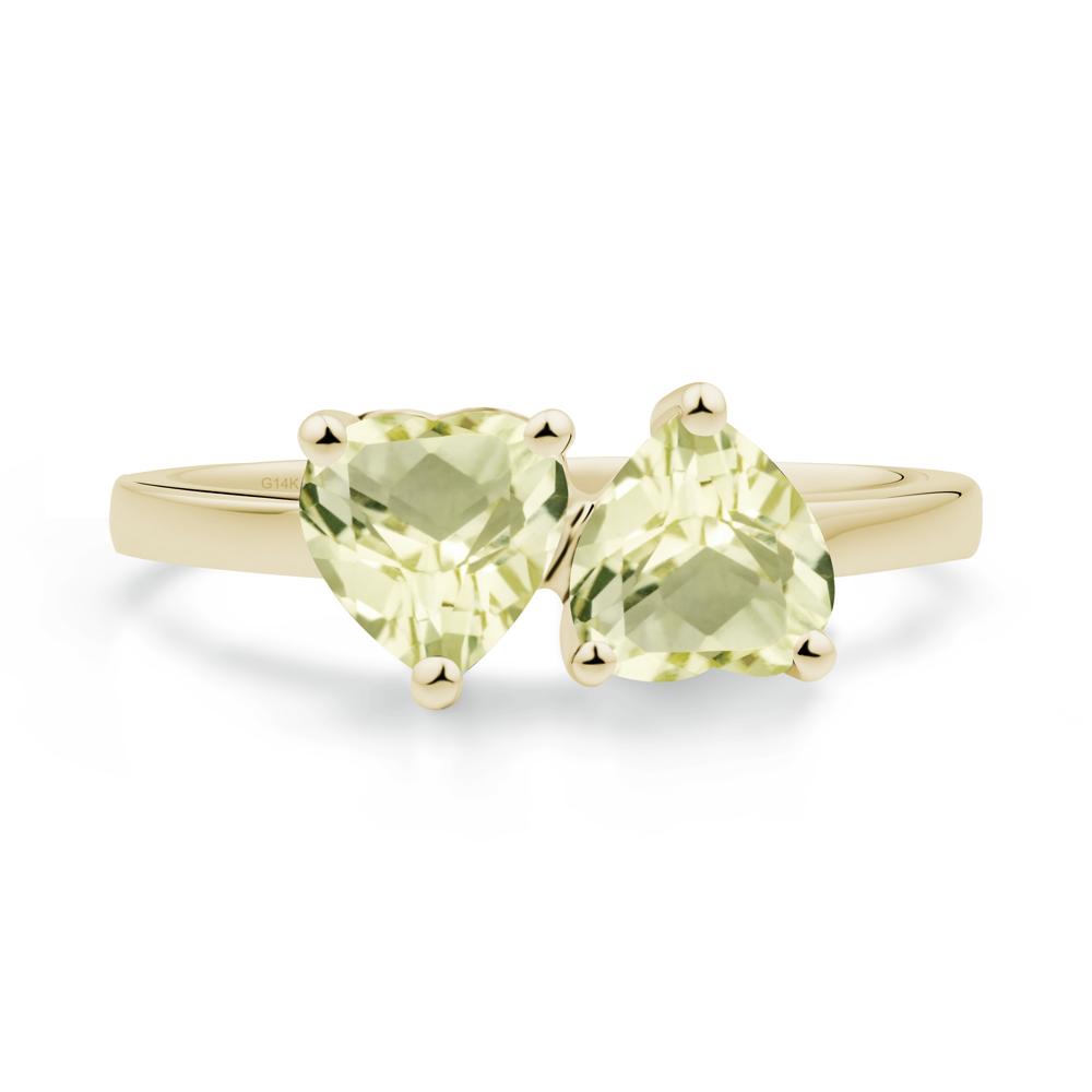 Heart Lemon Quartz Two Stone Ring - LUO Jewelry #metal_14k yellow gold