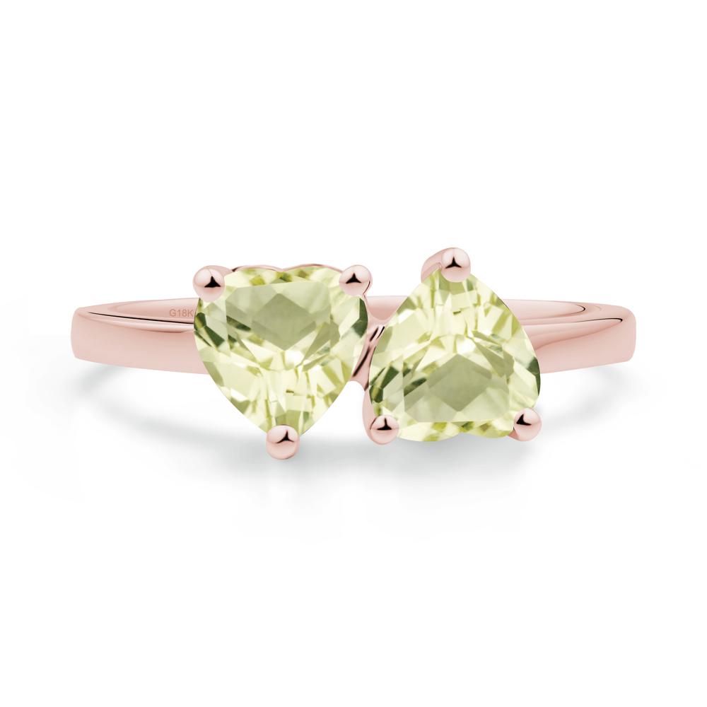 Heart Lemon Quartz Two Stone Ring - LUO Jewelry #metal_18k rose gold