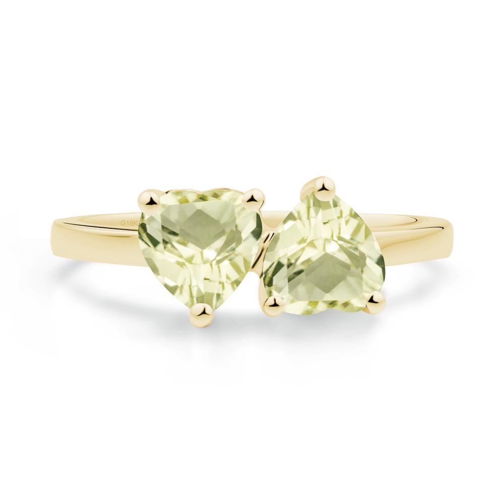 Heart Lemon Quartz Two Stone Ring - LUO Jewelry #metal_18k yellow gold