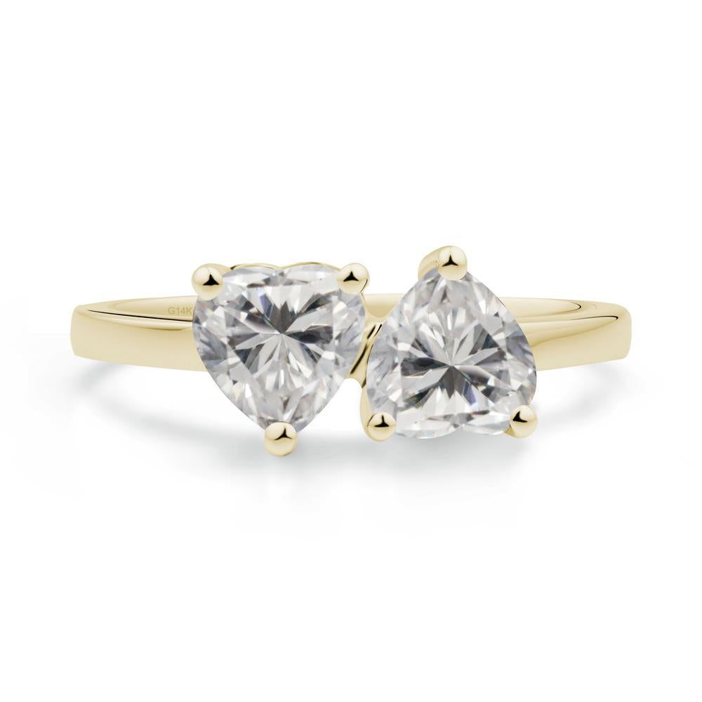 Heart Shape Moissanite Toi Et Moi Ring - LUO Jewelry #metal_14k yellow gold