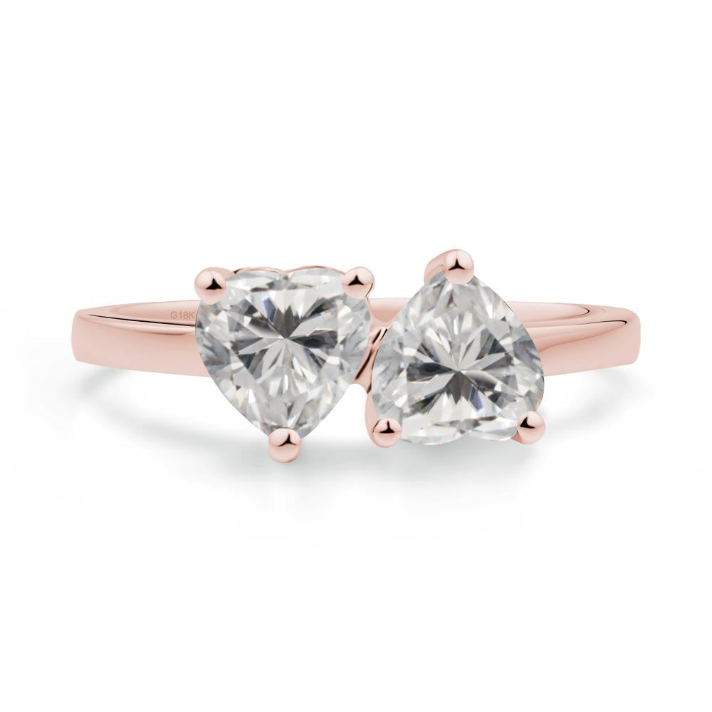 Heart Shape Moissanite Toi Et Moi Ring - LUO Jewelry #metal_18k rose gold