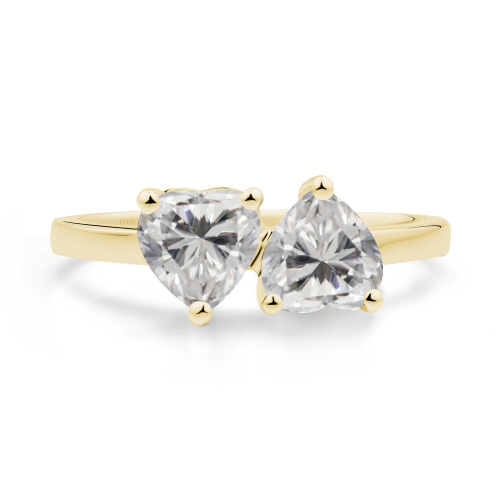 Heart Shape Moissanite Toi Et Moi Ring - LUO Jewelry #metal_18k yellow gold