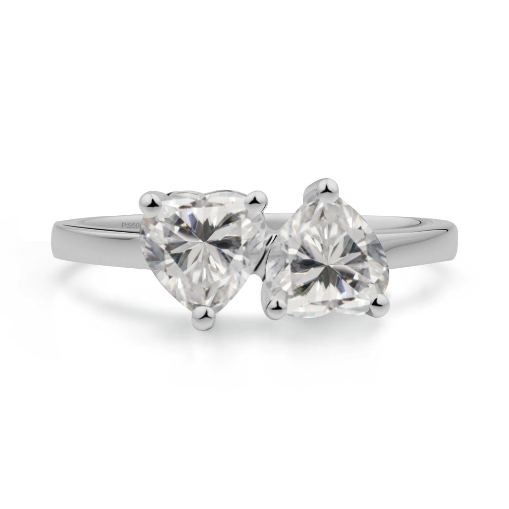 Heart Shape Moissanite Toi Et Moi Ring - LUO Jewelry #metal_platinum