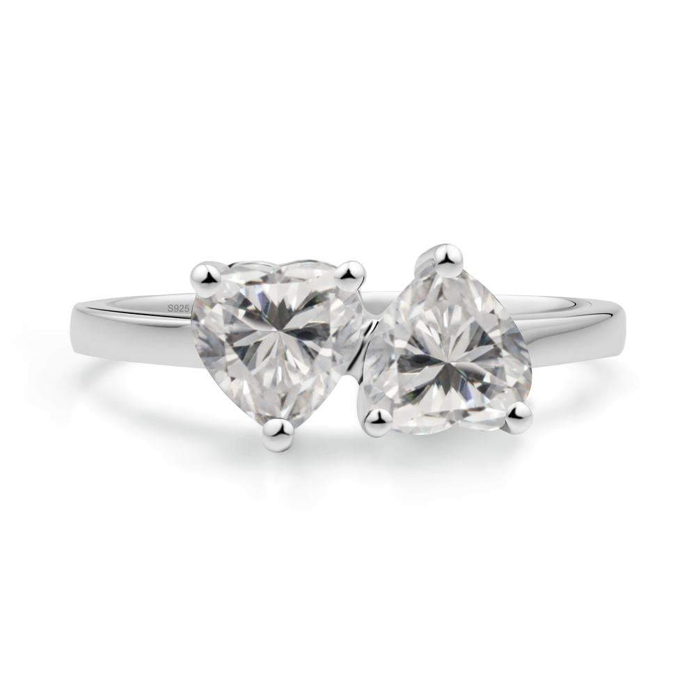 Heart Shape Moissanite Toi Et Moi Ring - LUO Jewelry #metal_sterling silver