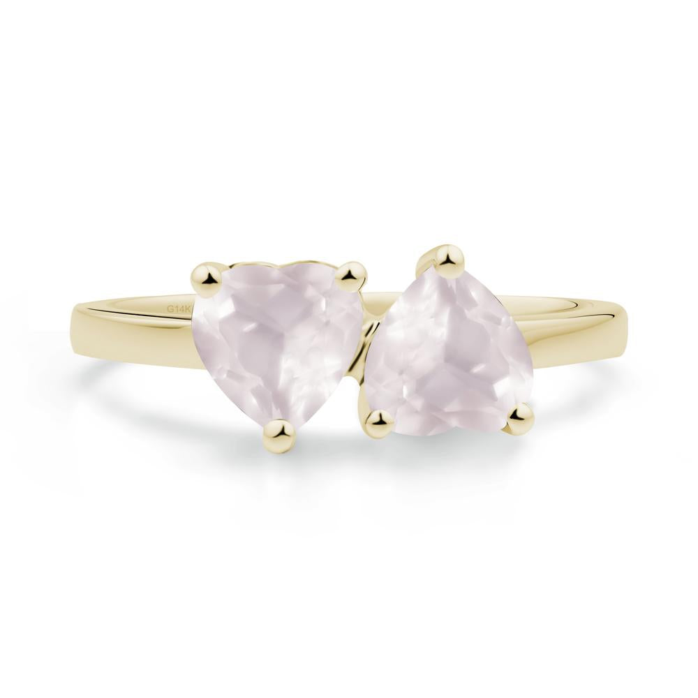 Heart Shape Rose Quartz Toi Et Moi Ring - LUO Jewelry #metal_14k yellow gold