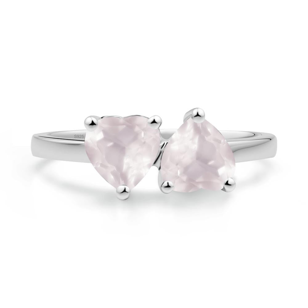 Heart Shape Rose Quartz Toi Et Moi Ring - LUO Jewelry #metal_sterling silver