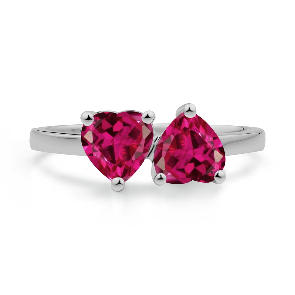 Heart Shape Ruby Toi Et Moi Ring - LUO Jewelry #metal_platinum