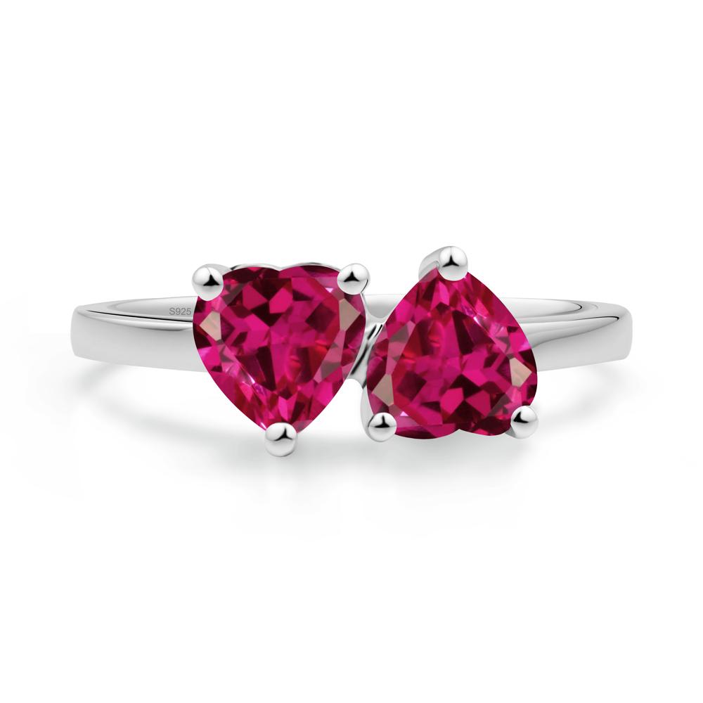 Heart Shape Ruby Toi Et Moi Ring - LUO Jewelry #metal_sterling silver